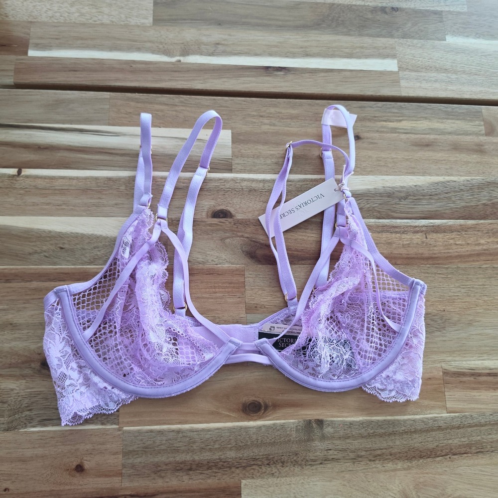 Victoria's Secret Very Sexy Unlined strappy purple Demi Bra 34C NWT